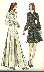 8491 VOGUE 1970S BUTTON DOWN LONG SLEEVE COLLAR DRESS LENGTHS PATTERN 16 UNCUT